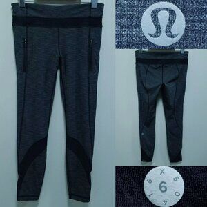 Lululemon Inspire 6 Small Tight II Heathered Black Gray Women's Crop Leggings